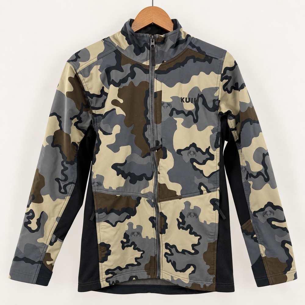 KUIU Rubicon Hooded Hunting Jacket Youth Large L 14/16 Camo Fleece Softshell